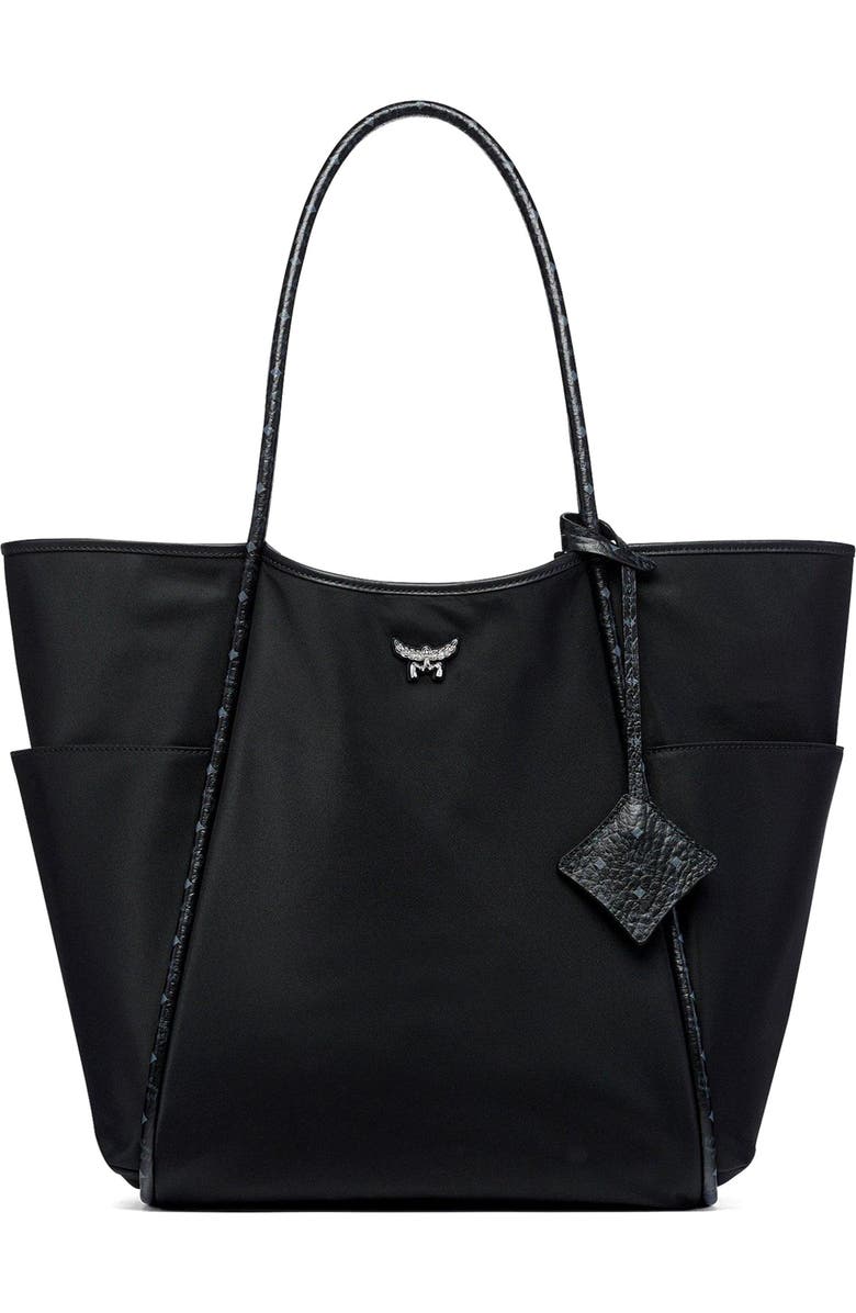 MCM Aren Shopper in ECONYLÂ<sup>®</sup> and Leather, Main, color, Black