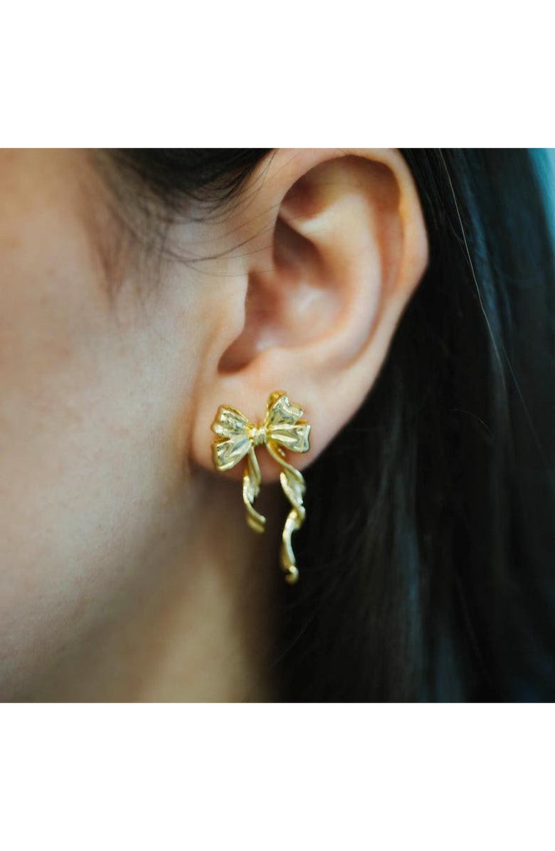 Ivy & Pearl Co. Bow Earrings, Alternate, color, Gold