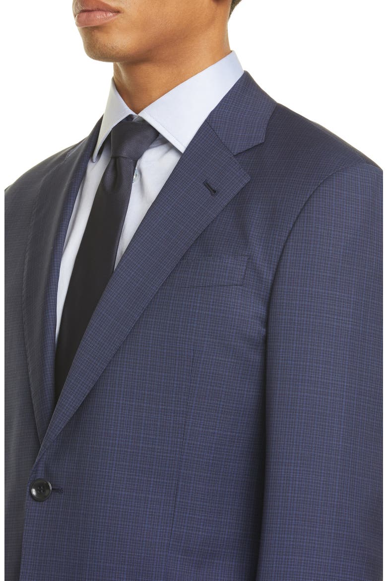 Trim Fit Check Wool Suit, Alternate, color, BLUE