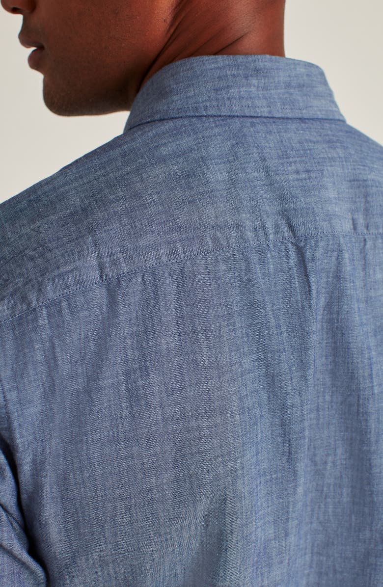 Bonobos Riviera Slim Fit Short Sleeve Cotton Chambray Button-Up Shirt, Alternate, color, Darkwash Chambray