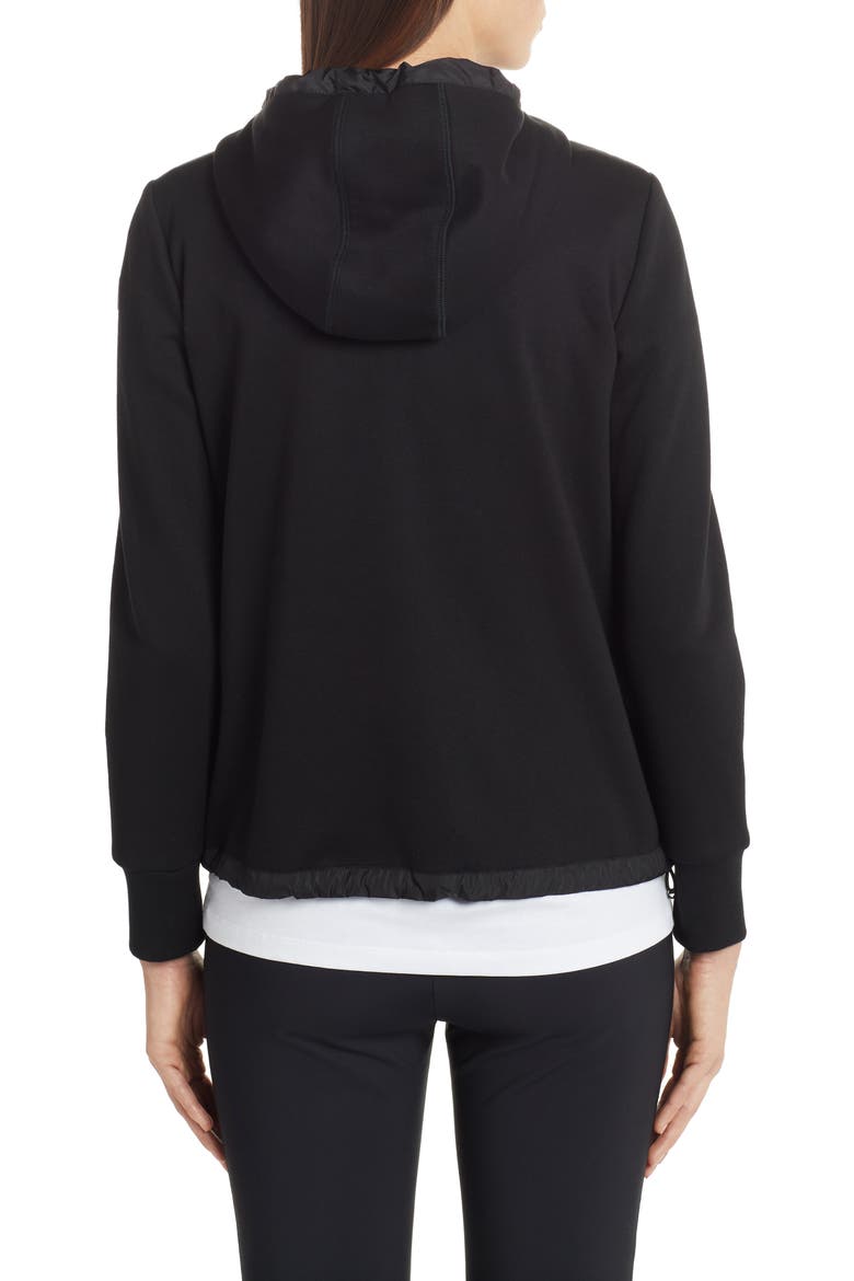Quilted Down Front Hooded Cardigan, Alternate, color, BLACK
