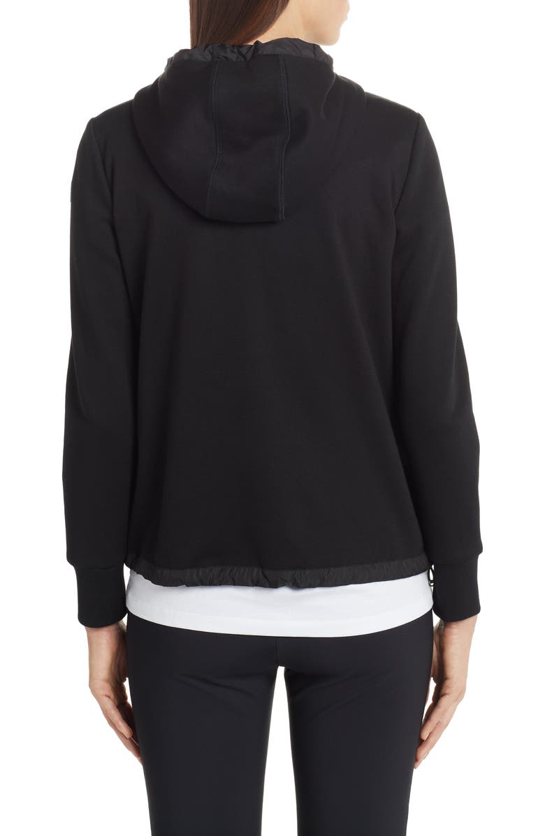 Moncler Quilted Down Front Hooded Cardigan, Alternate, color,