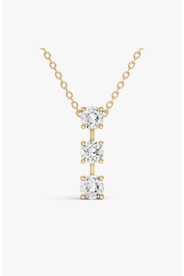 10K Gold 0.5 ct Round Lab Grown Diamond Three Stone Bar Pendant, Main, color, Yellow Gold