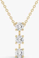 SEREIA OFFICIAL 10K Gold 0.5 ct Round Lab Grown Diamond Three Stone Bar Pendant
