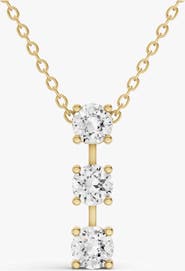 SEREIA OFFICIAL 10K Gold 0.5 ct Round Lab Grown Diamond Three Stone Bar Pendant