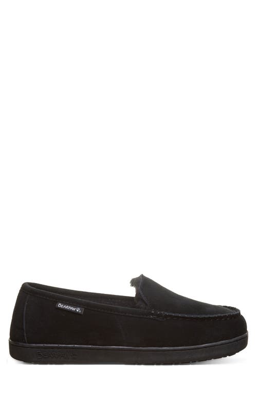 Bearpaw Brian Suede Faux Fur Wool Blend Lined Slipper In Black