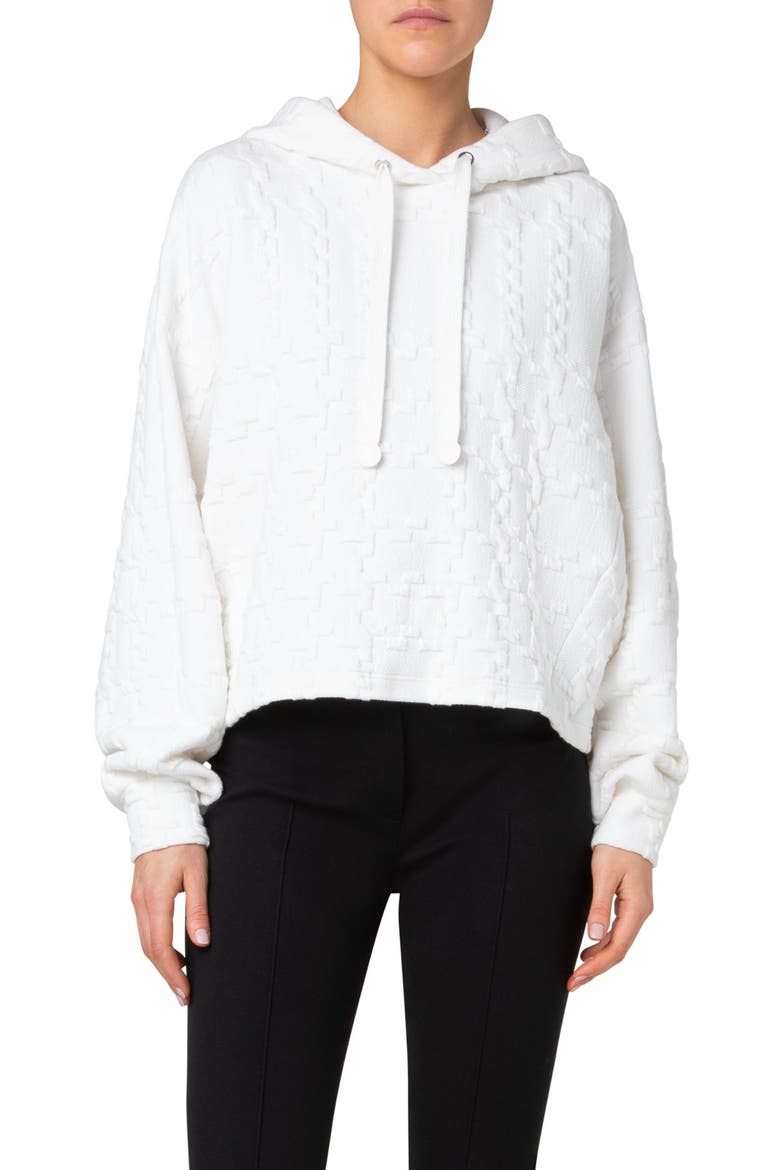 3D Glen Check Hooded Sweater, Main, color, CREAM