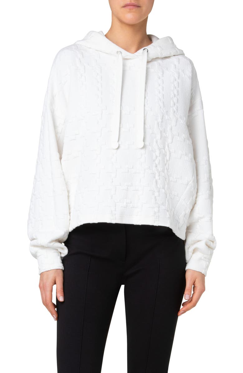 Akris punto 3D Glen Check Hooded Sweater, Main, color,