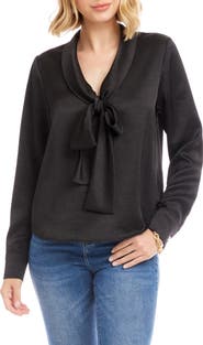Karen Kane Tie Neck Satin Top