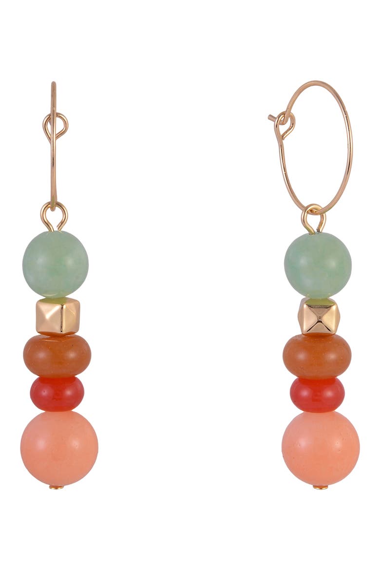 Aventurine Linear Drop Earrings, Alternate, color, GOLD MULTI