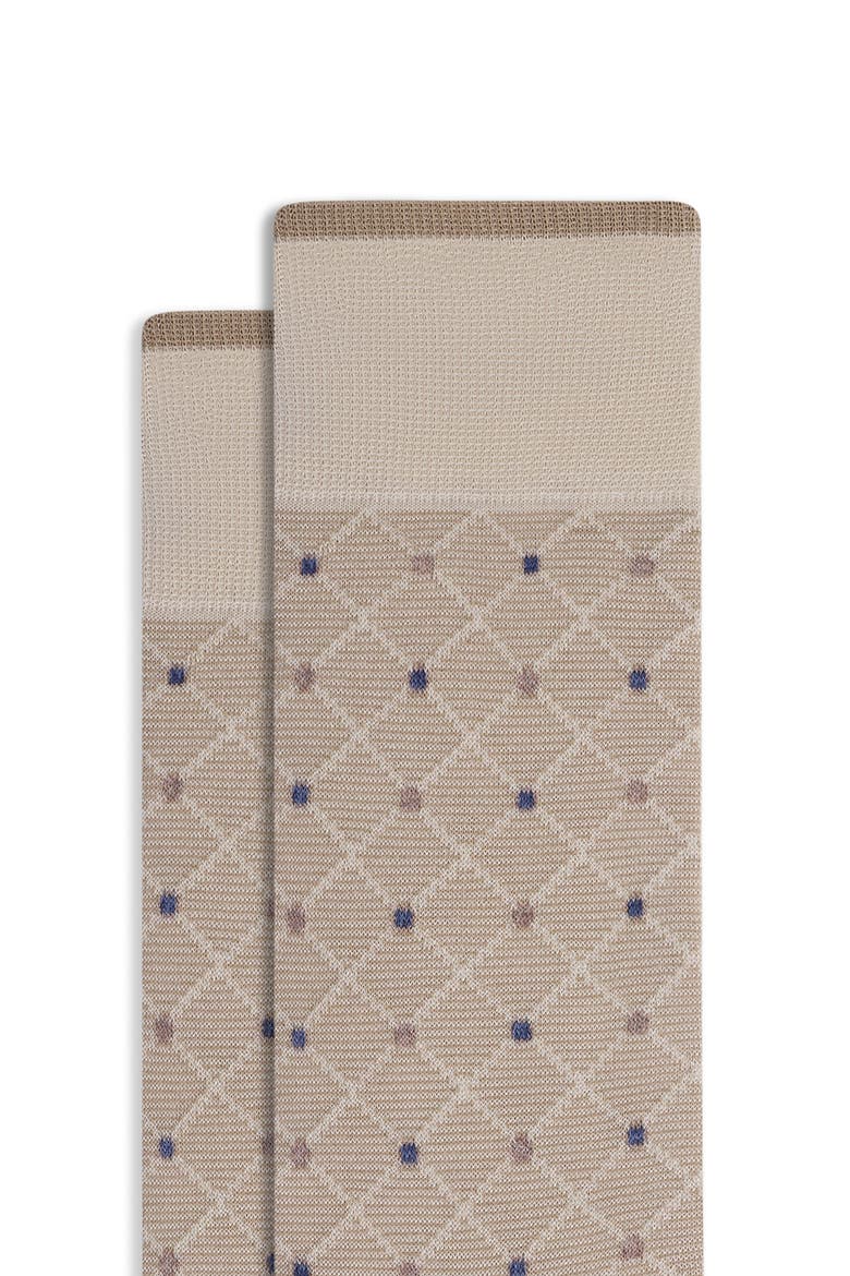 Diamond Grid Mercerized Cotton Blend Dress Socks, Alternate, color, SAND