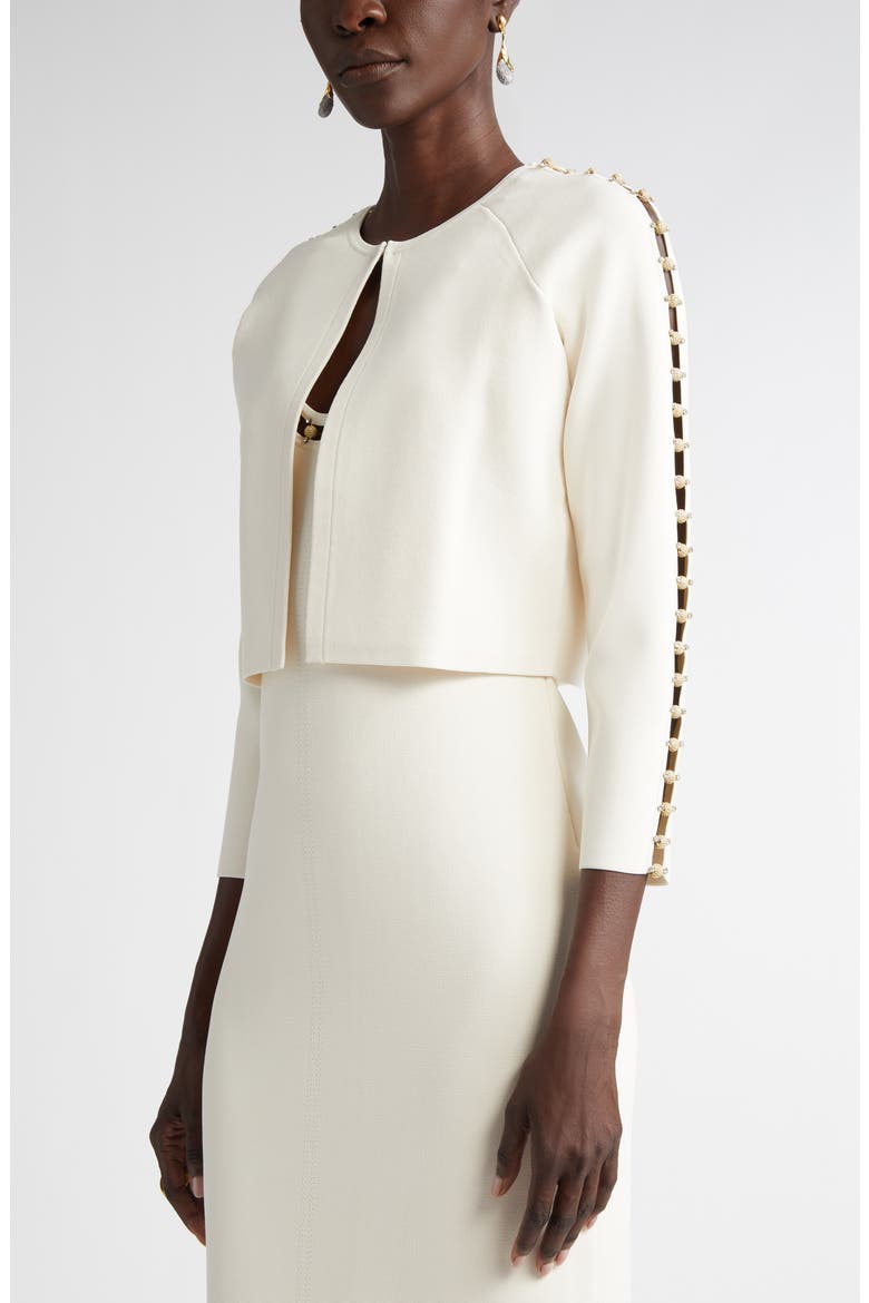 Suspended Pavé Milano Knit Cardigan, Alternate, color, ECRU
