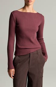 Vince Boat Neck Rib Top