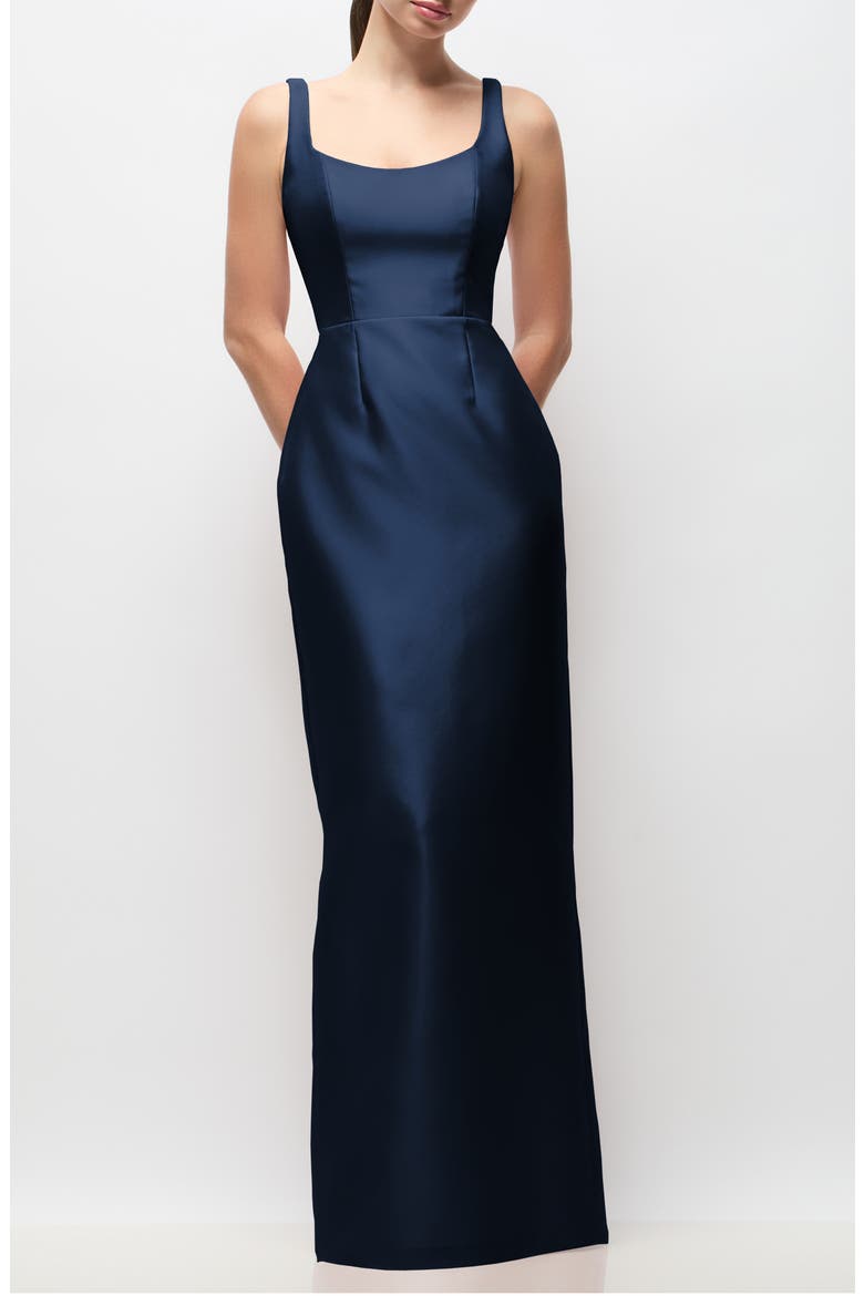 Julian Satin Twill Gown, Main, color, MIDNIGHT