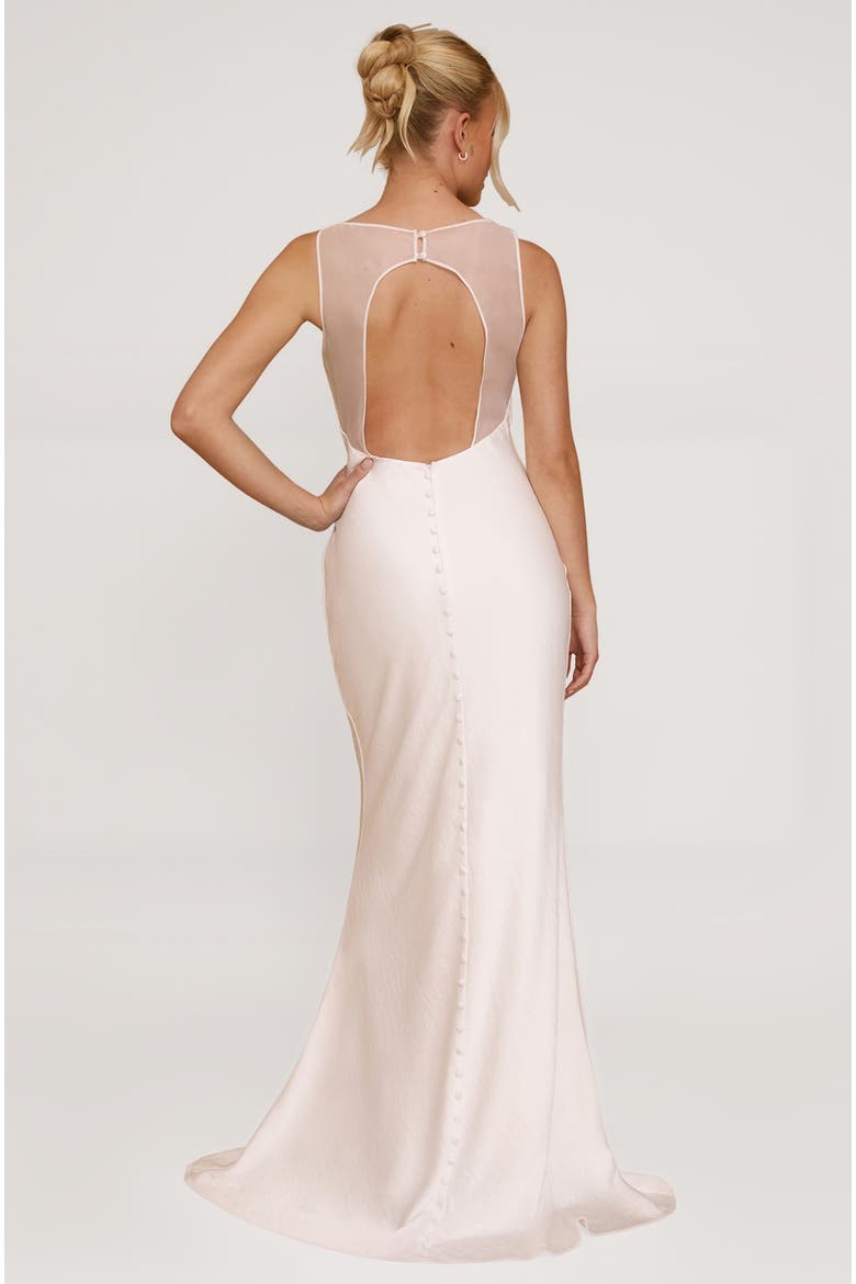 Clarise Organza Open Back Maxi Dress, Alternate, color, Ivory