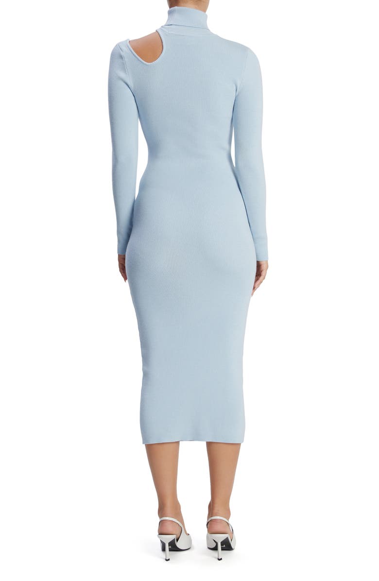 Bardot Olesa Asymmetric Turtleneck Long Sleeve Dress, Alternate, color, Soft Blue