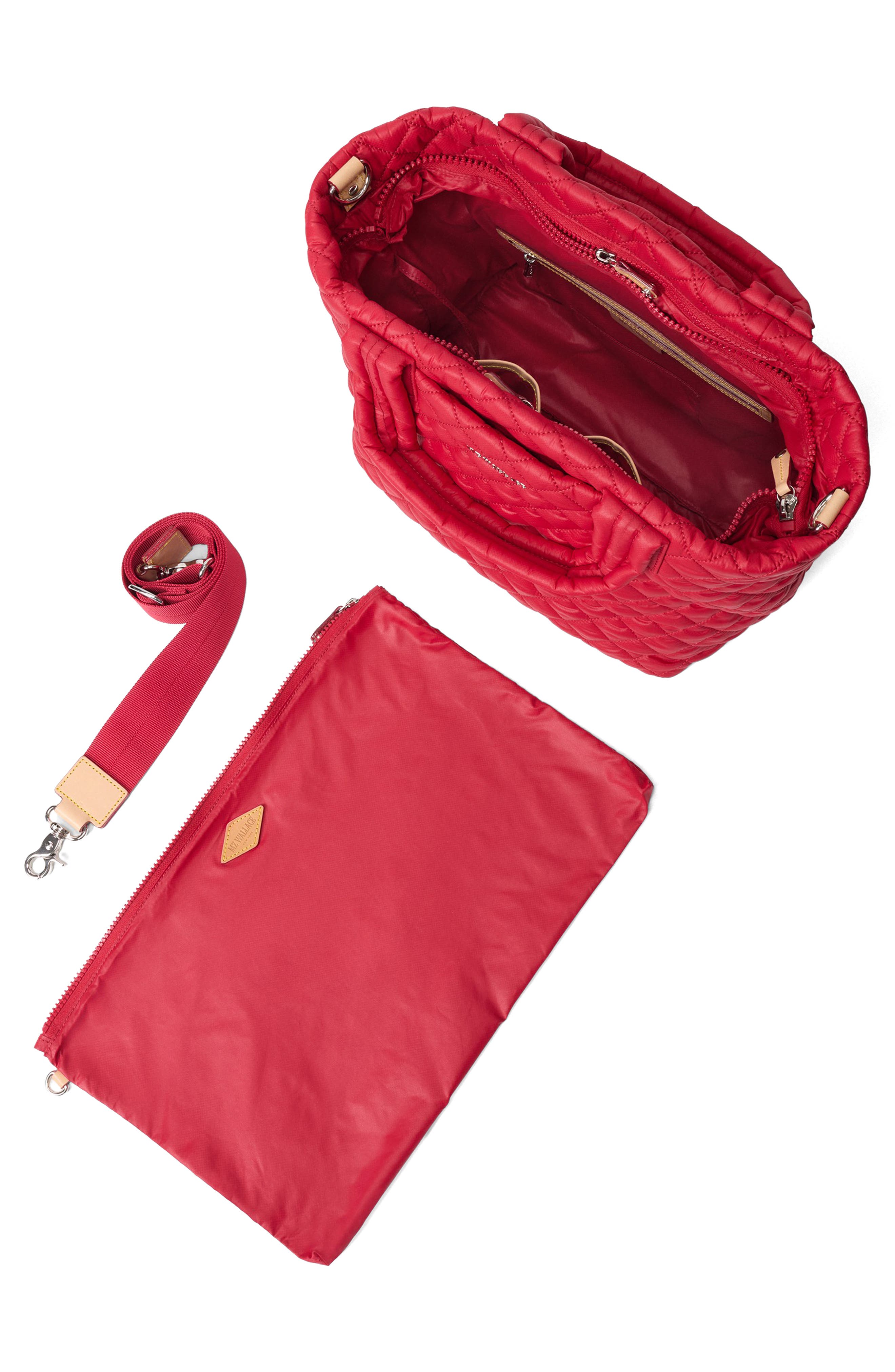 Small Metro Deluxe Quilted Seersucker Tote, Alternate, color, APPLE