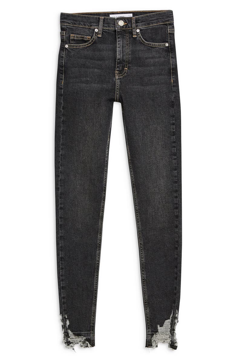 Topshop Jamie High Waist Ripped Hem Skinny Jeans, Alternate, color, 