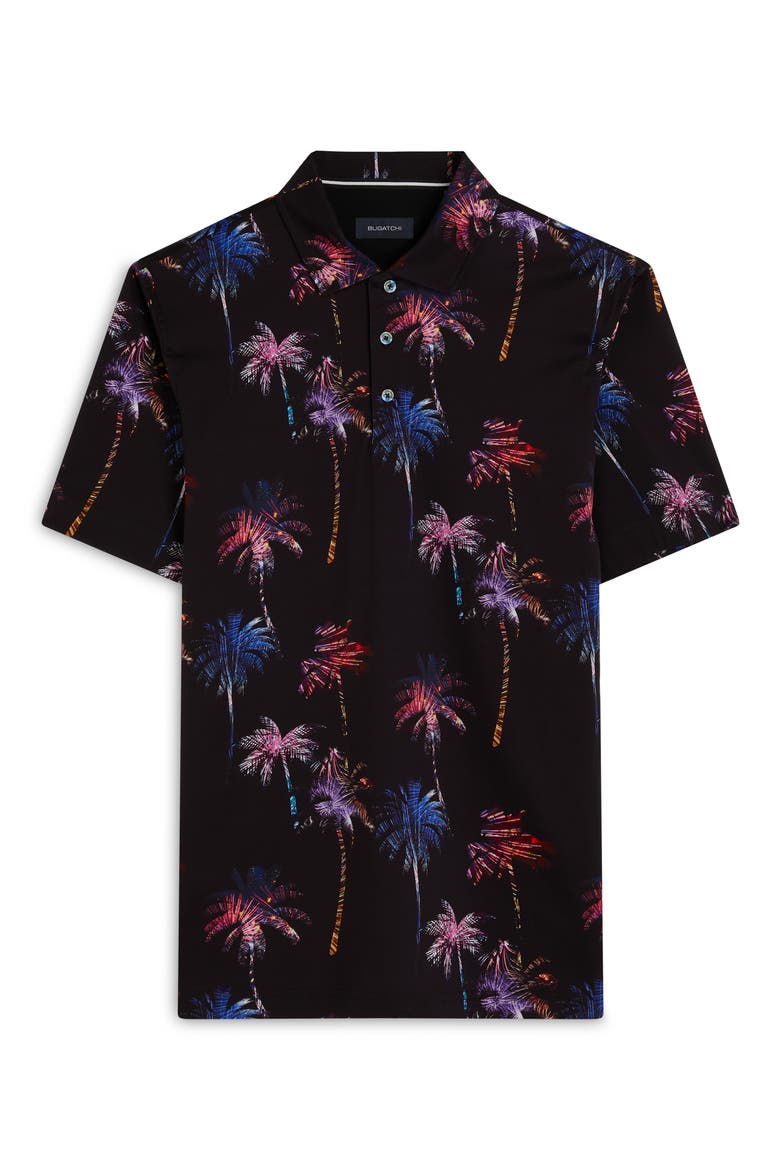 Digital Print Cotton Polo Shirt, Alternate, color, BLACK