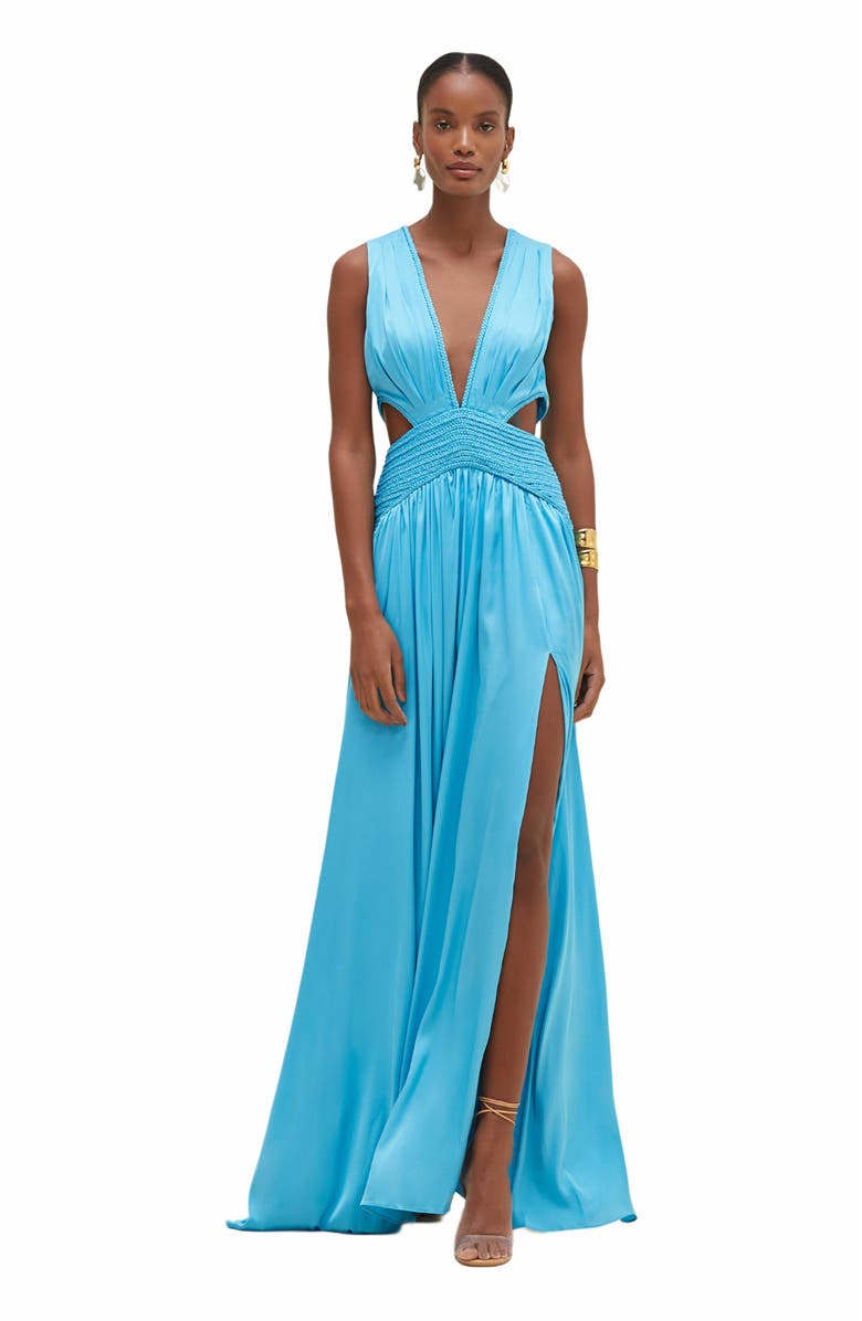 PatBO Satin Sunset Cut Out Gown, Main, color,