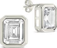 Sterling Forever Camille Bezel Cubic Zirconia Stud Earrings