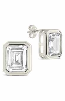 Sterling Forever Camille Bezel Cubic Zirconia Stud Earrings