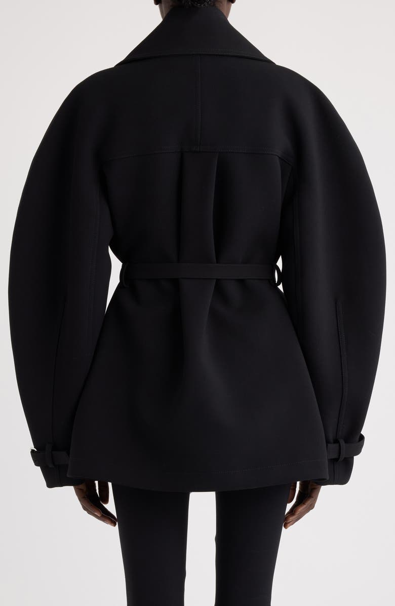 Jacquemus Le Trench Ovalo Court Short Trench Coat, Alternate, color, Black