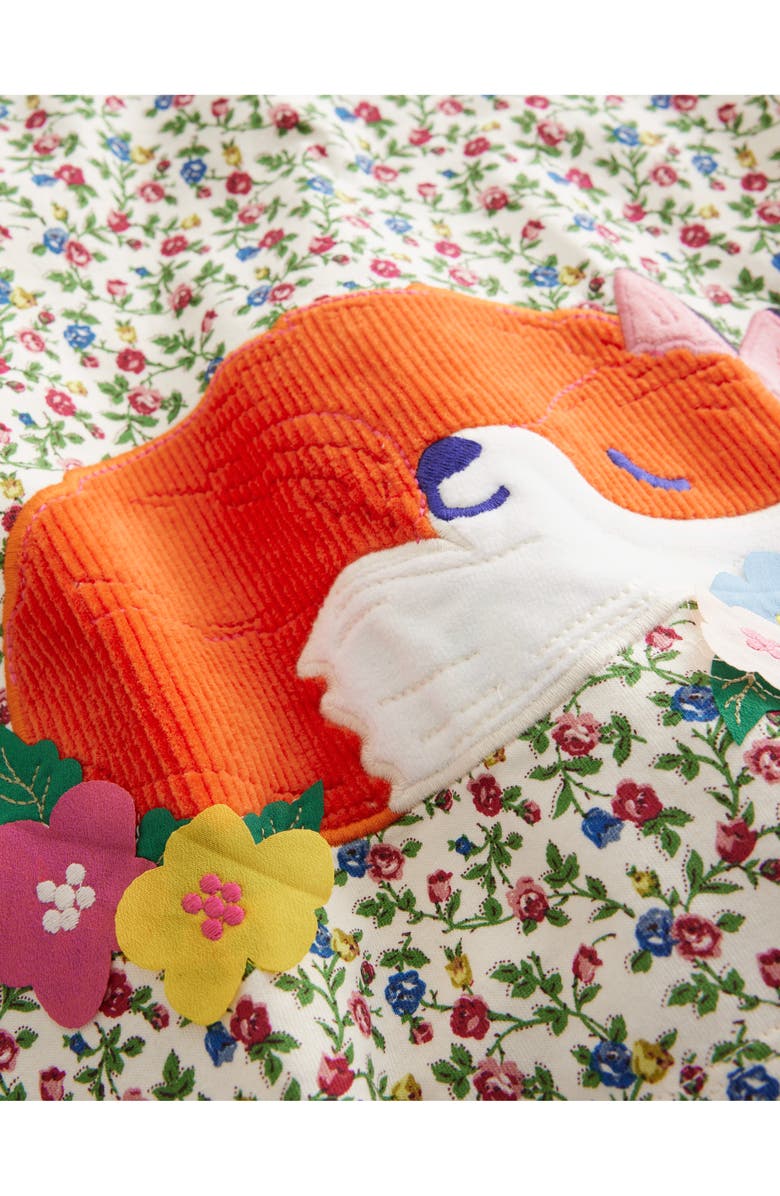 Mini Boden Kids' Floral Fox Appliqué Long Sleeve Cotton T-Shirt, Alternate, color, 
