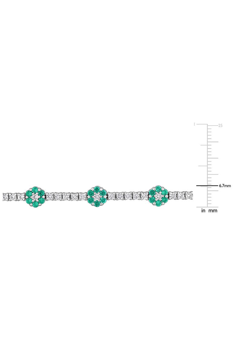 Sterling Silver Lab Grown Emerald & Lab Grown Sapphire Floral Bracelet, Alternate, color, GREEN