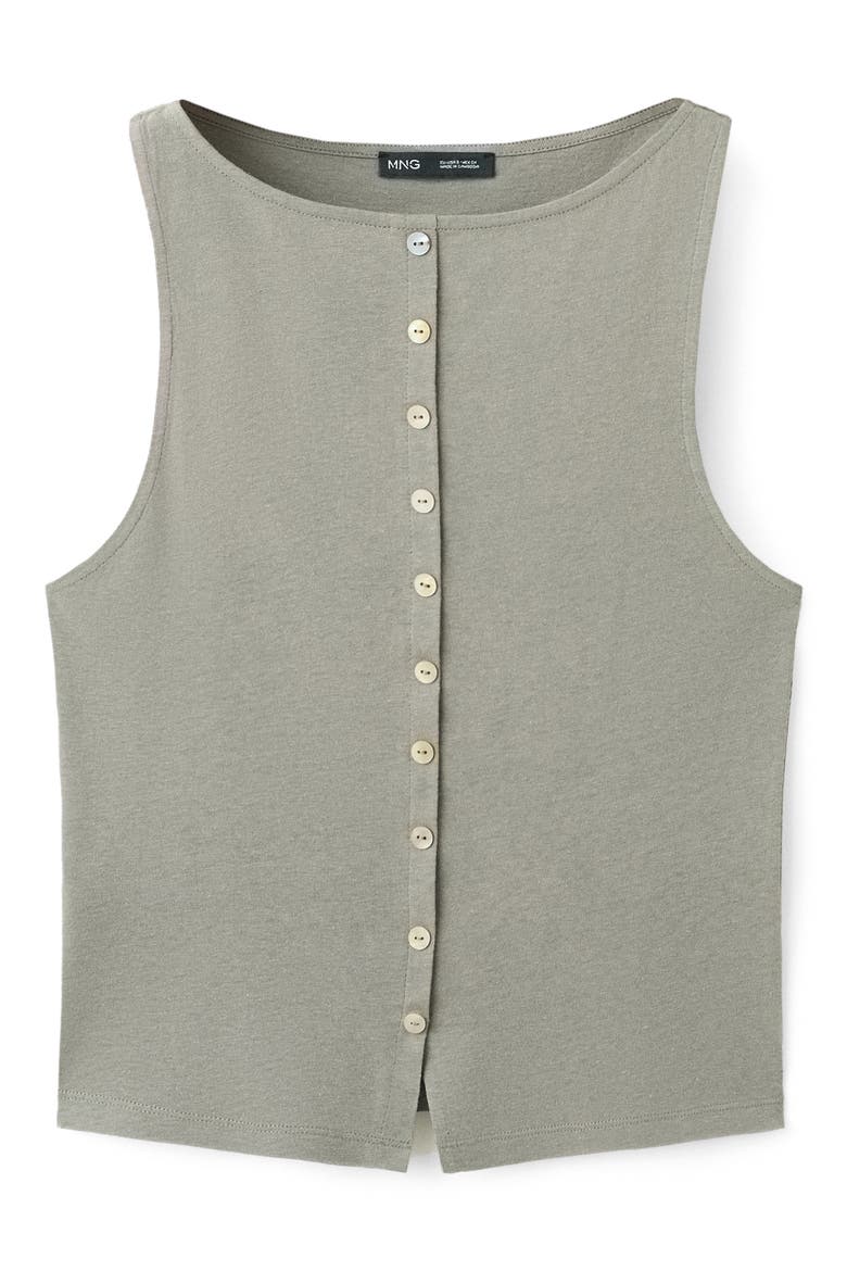 Button Front Tank, Alternate, color, GREY