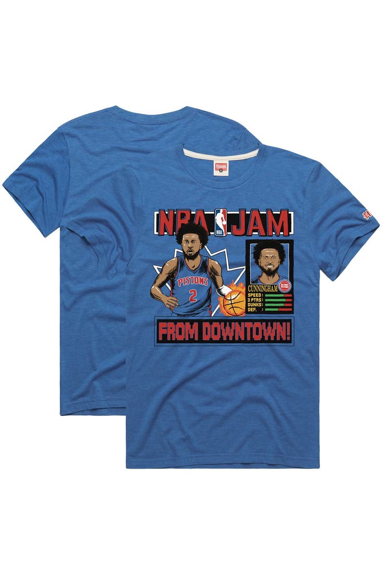 Unisex Homage Cade Cunningham Blue Detroit Pistons NBA Jam Tri-Blend T-Shirt, Main, color, Blue