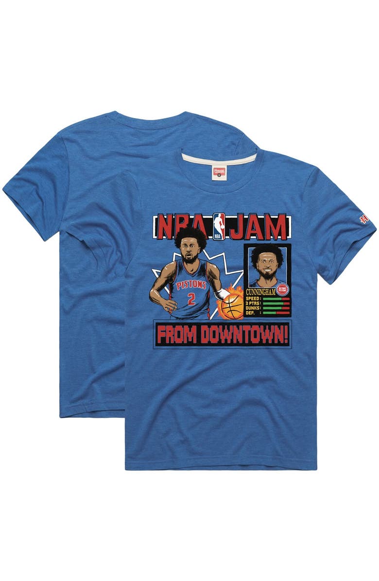 Homage Unisex Homage Cade Cunningham Blue Detroit Pistons NBA Jam Tri-Blend T-Shirt, Main, color, Blue