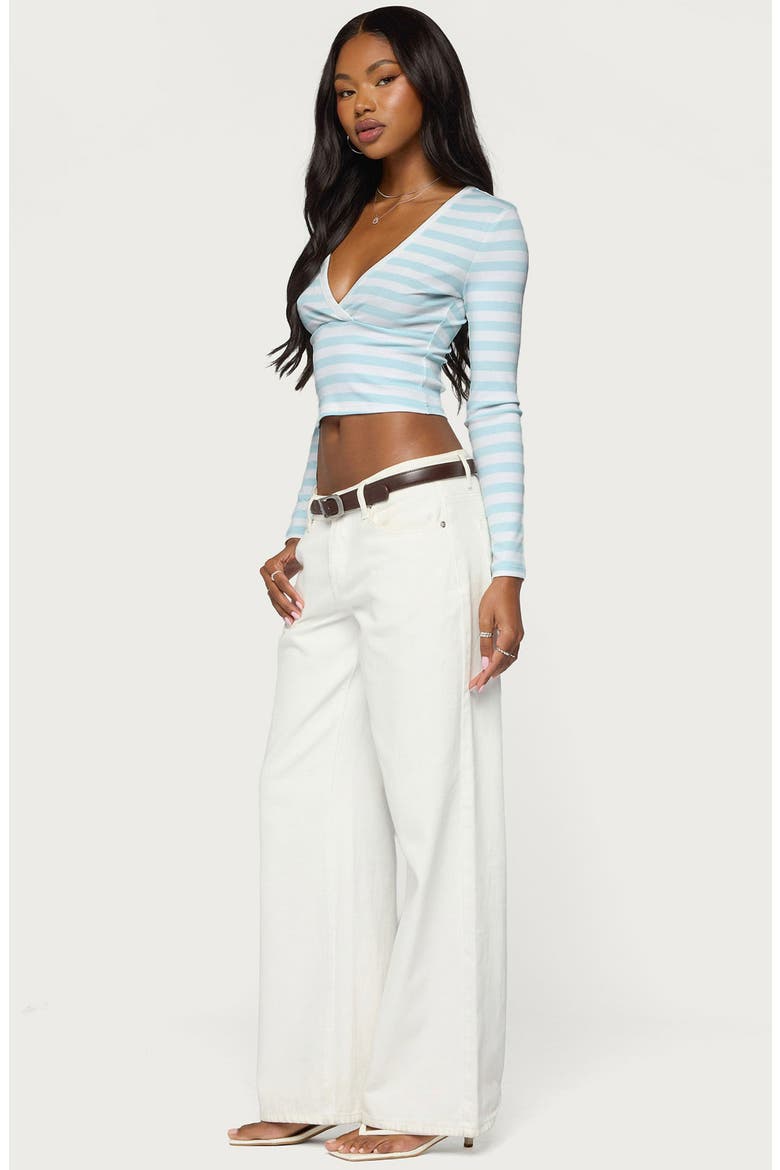 Phoebey Striped V-Neck Top, Alternate, color, LIGHT-BLUE-AND-WHITE