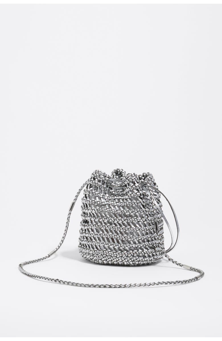 Bimba y Lola Mini Plaited Crochet Leather Bag, Alternate, color, Silver
