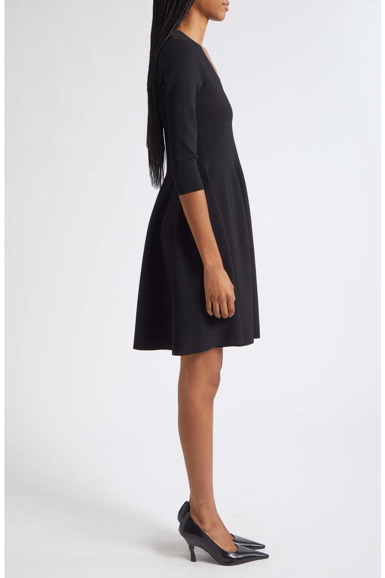 Milano Stitch Fit & Flare Sweater Dress, Alternate, color, BLACK