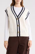 Vigoss Tipped Cable Knit Sweater Vest