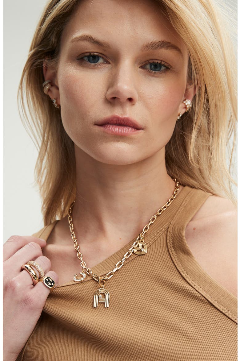 Groovy Heart Charm Pendant, Alternate, color, YELLOW GOLD/ DIAMOND