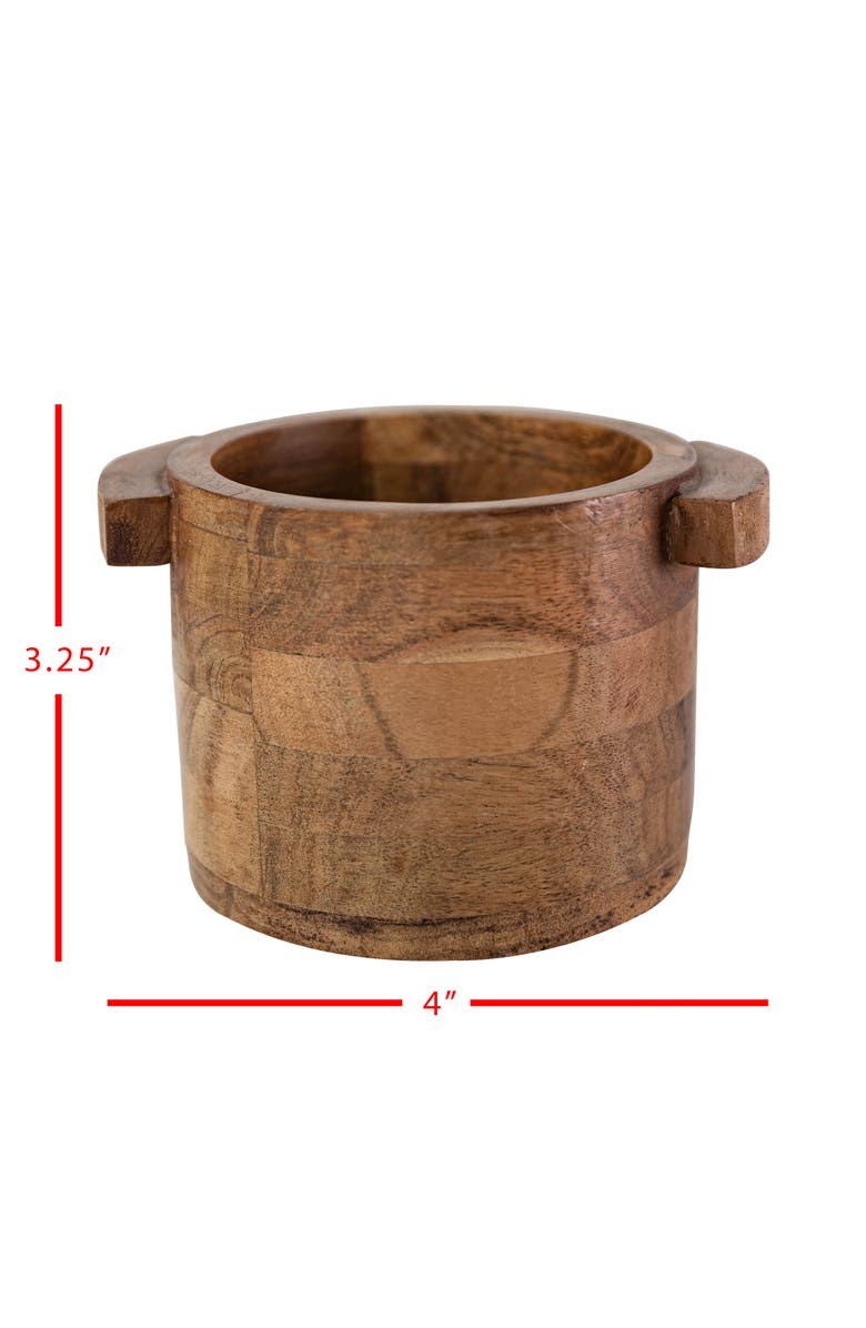Foreside Home and Garden 3.25" x 4" Benson Rustic Acacia Wood Small Decorative Pinch Bowl Dish, Alternate, color, Brown