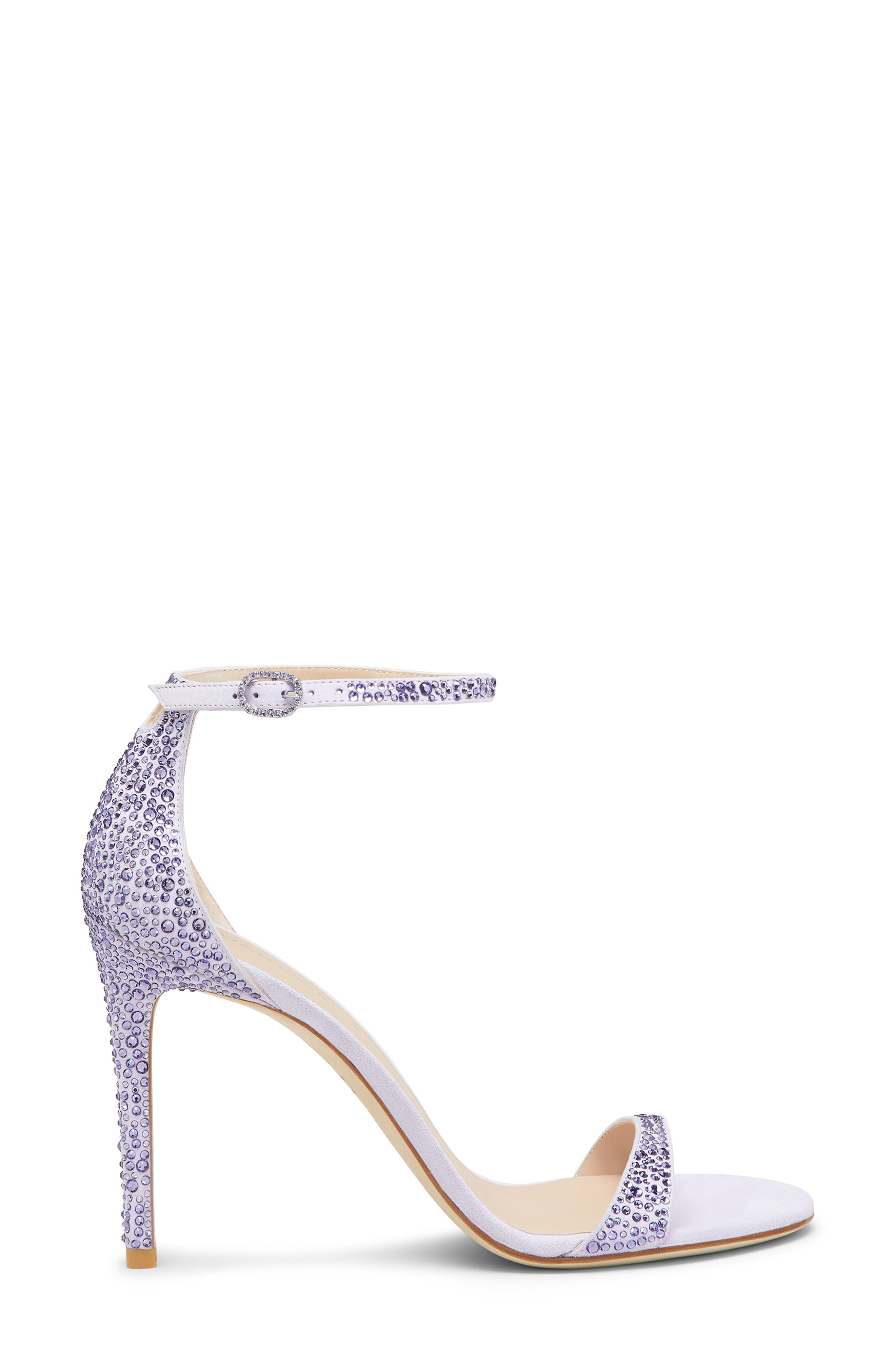 Stuart Weitzman Nudist Shine 100 Sandal, Alternate, color, Tanzanite/ Aster