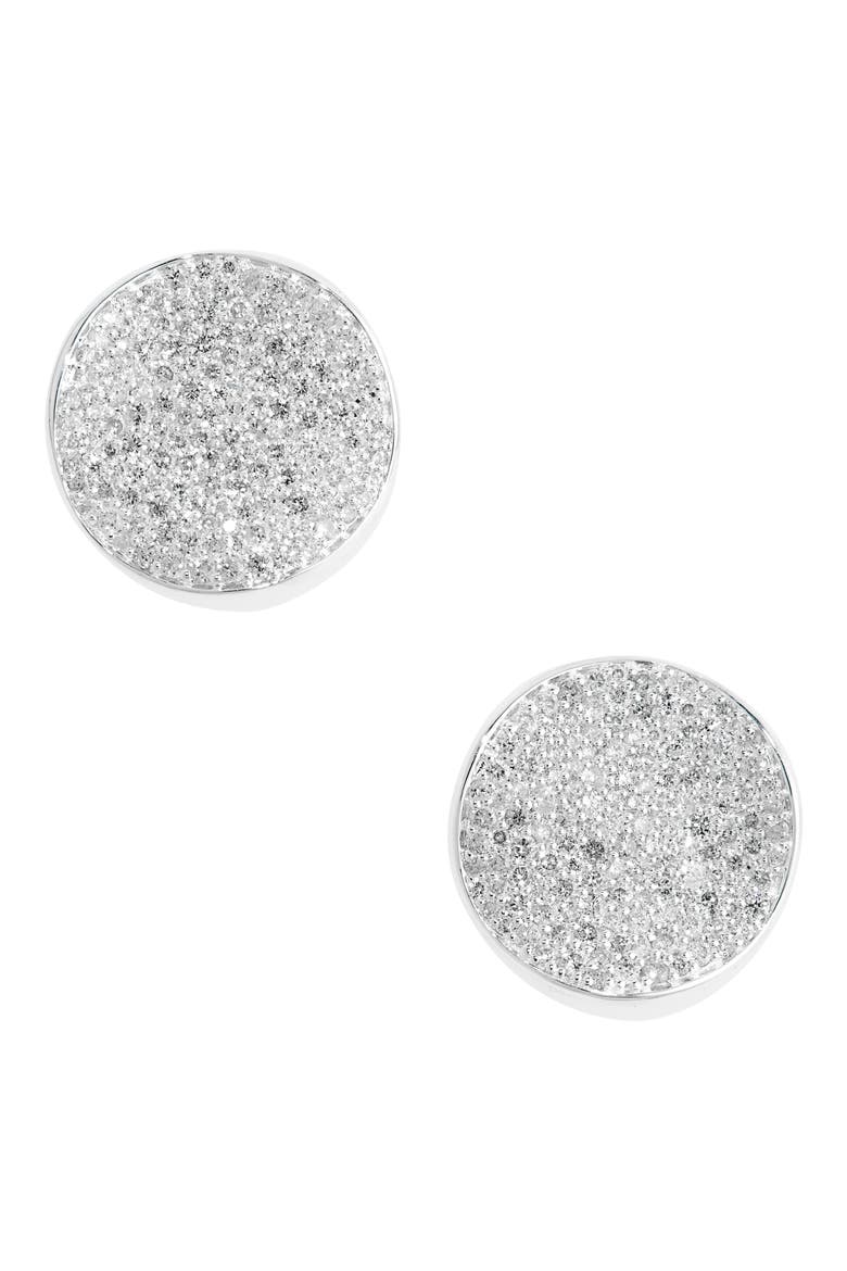 Stardust Flower Diamond Disc Earrings, Main, color, SILVER