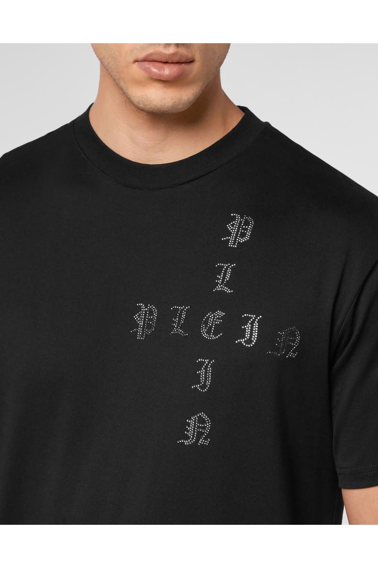 T-Shirt Round Neck Gothic Plein Men, Alternate, color, black/black