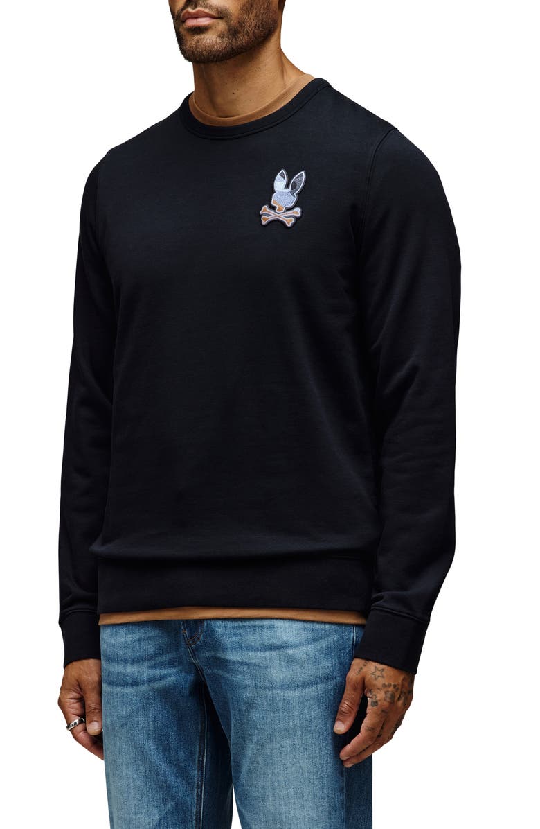 Psycho Bunny Dante Embroidered Crewneck Sweatshirt, Alternate, color, Black
