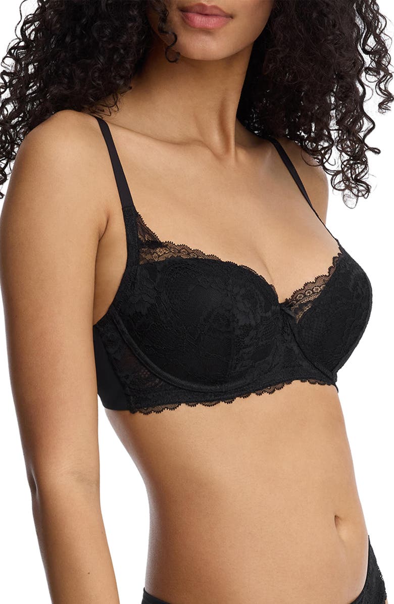 Skarlett Blue Minx Balconette Padded Underwire T-shirt Bra, Alternate, color, Black