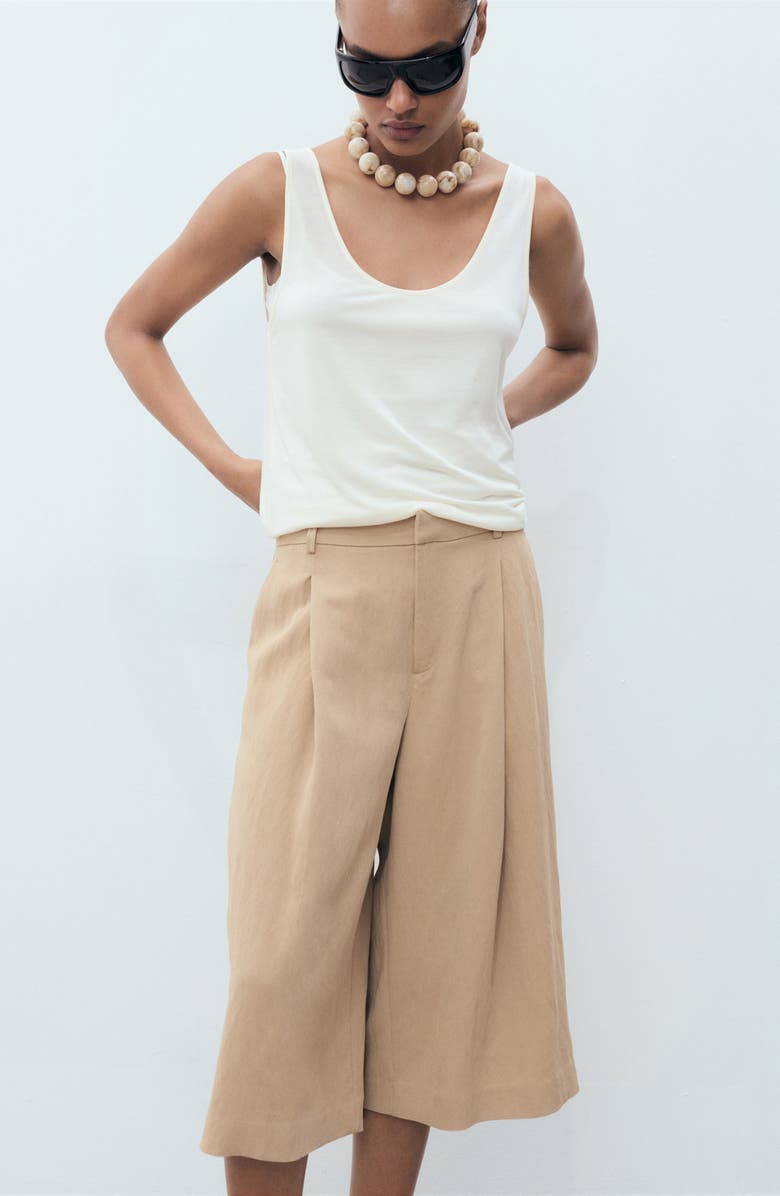 MANGO Pleated Bermuda Shorts, Alternate, color, 