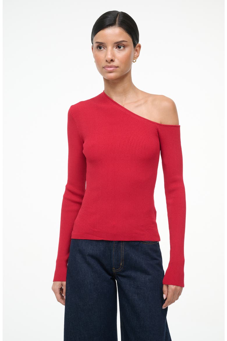 Lois One Shoulder Rib Top, Alternate, color, ROUGE