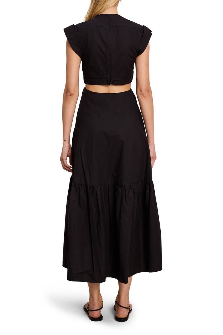 Alexandria Cutout Cotton Poplin Midi Dress, Alternate, color, BLACK