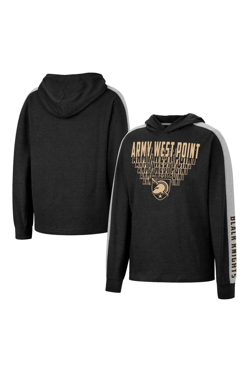COLOSSEUM Youth Colosseum Heathered Black Army Black Knights Wind Changes Raglan Hoodie T-Shirt, Main, color,