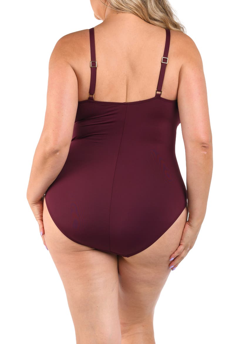 Island One-Piece Swimsuit, Alternate, color, DARK CHERRY