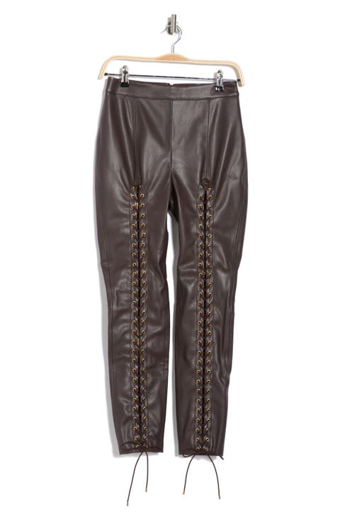 Emma Lace-Up Faux Leather Pants