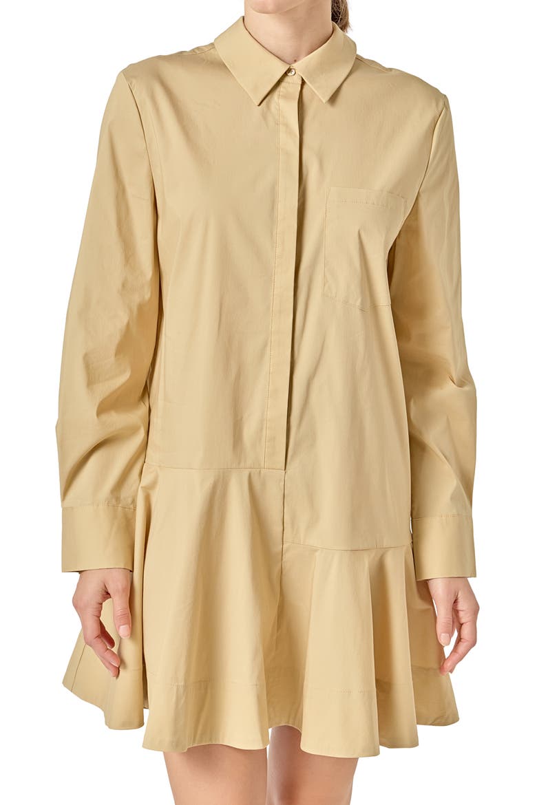 Long Sleeve Shirtdress, Alternate, color, BEIGE